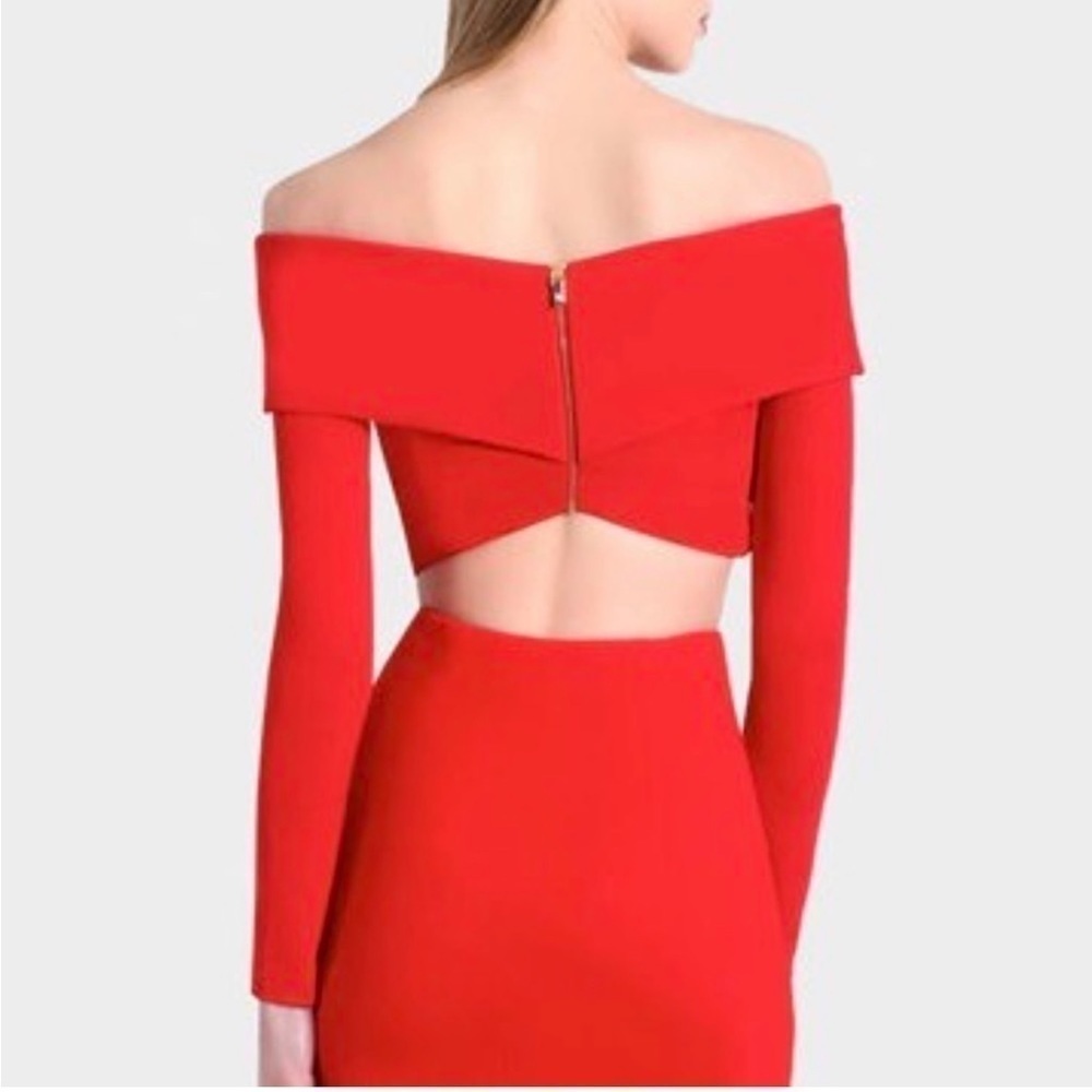 CUSHNIE ET OCHS Issa Yellow Off-The-Shoulder Cross Panel Crop Top SzM /US6 - Picture 4 of 16